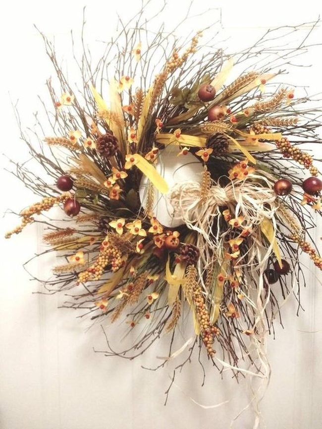 Autumn Branch And Pinecone Wreath