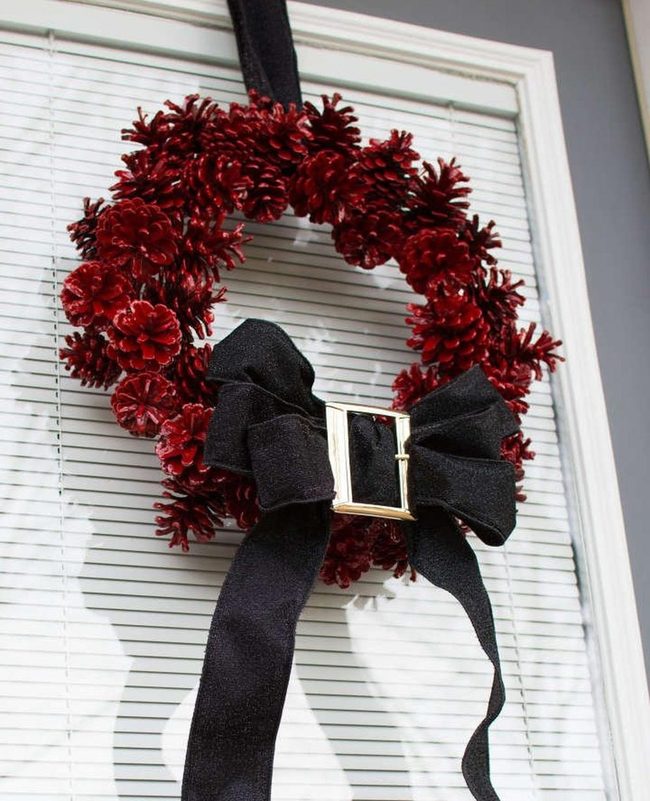 Crimson Pinecones Black Belt Wreath