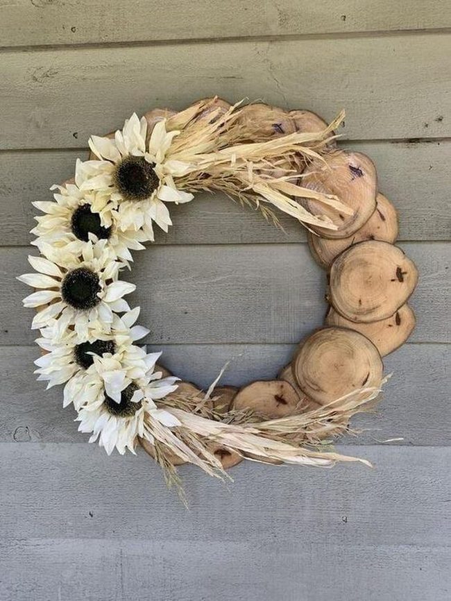 Sunflower Wreath Wooden Frame