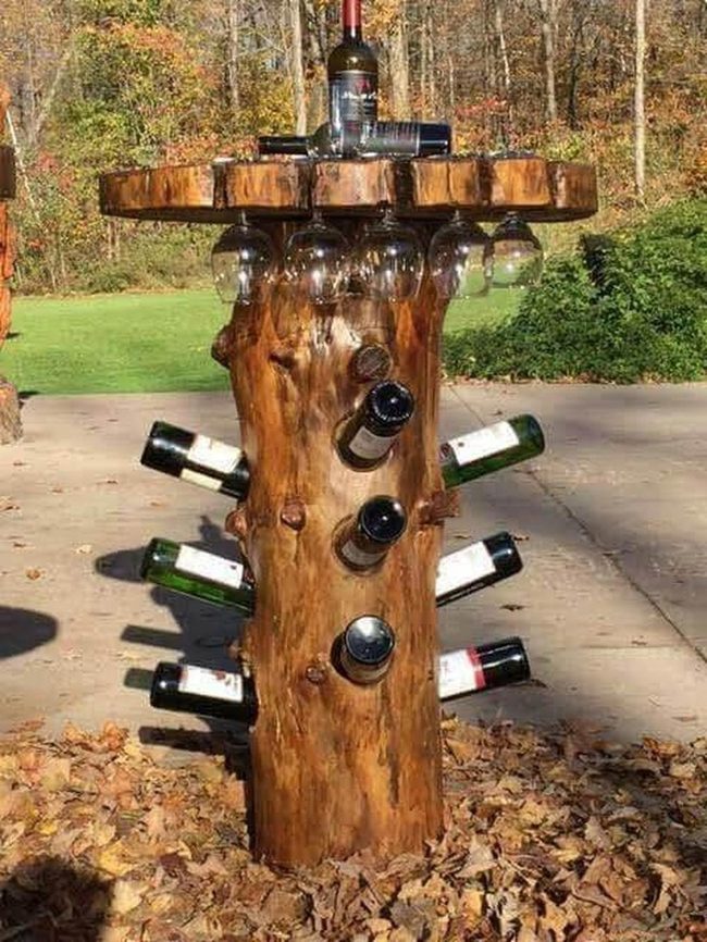 Hollowed Log Wine Table