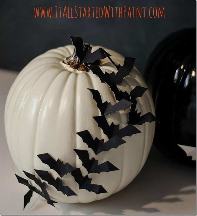 Monochrome Pumpkins With Paper Bats