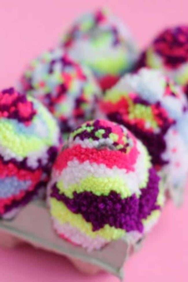 Neon Yarn-Wrapped Easter Eggs