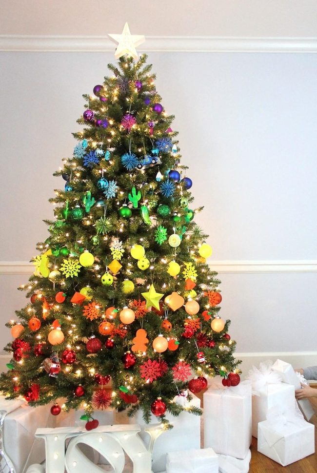 Illuminated Trees With Glowing Joy Letters