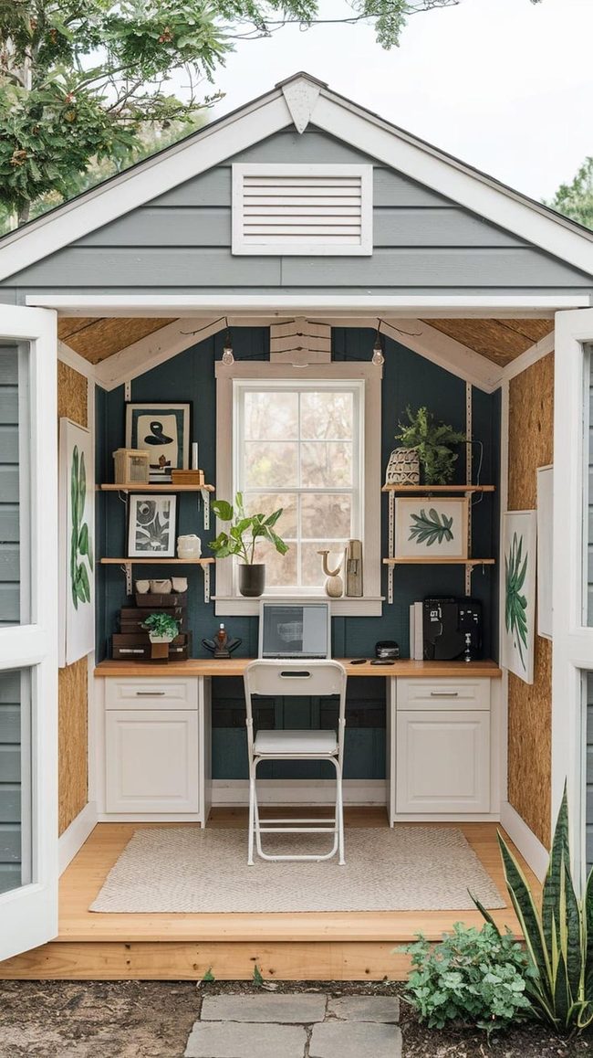 Shed Workspace With Diffused Furnishings