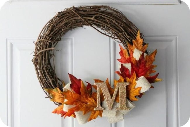 Autumn Leaves Gold Monogram