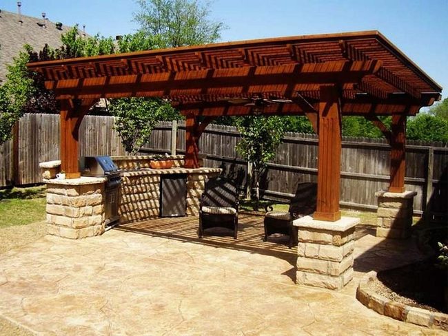 Wooden Stone Pergola Patio
