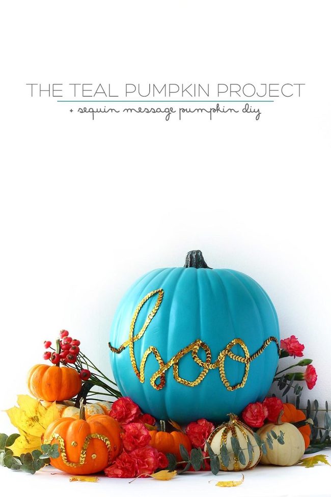 Teal Pumpkins Gold Sequin Boo