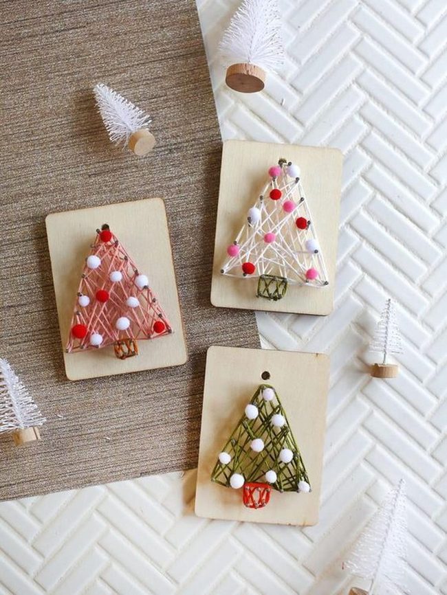 Colorful String Trees Pink Green White