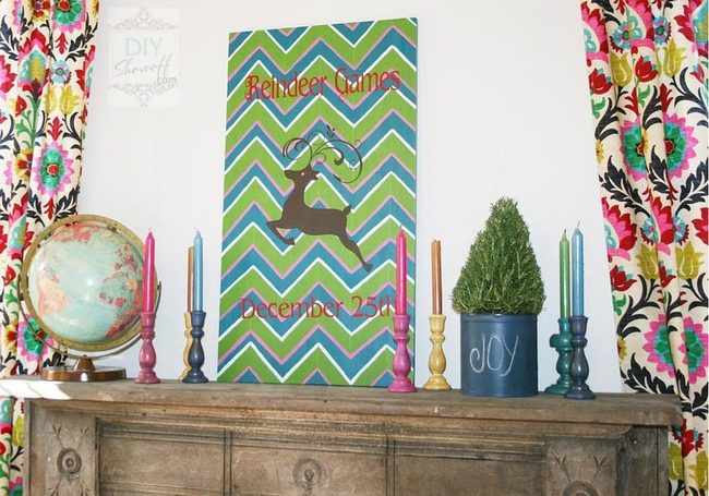 Multicolor Floral Curtains Frame Festive Mantel