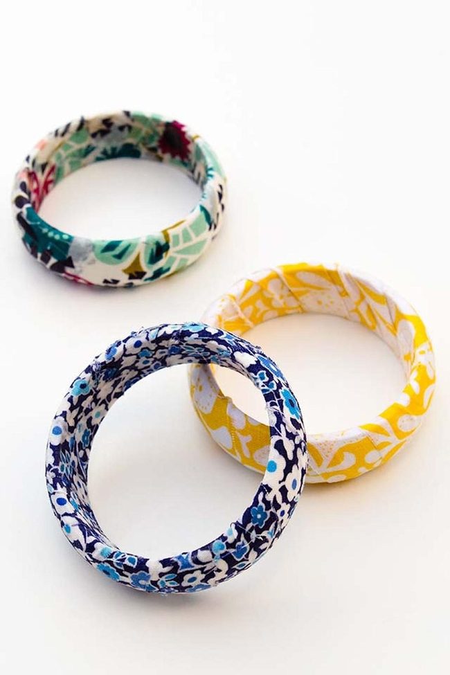 Fabric-Wrapped Bangles In Bright Colors