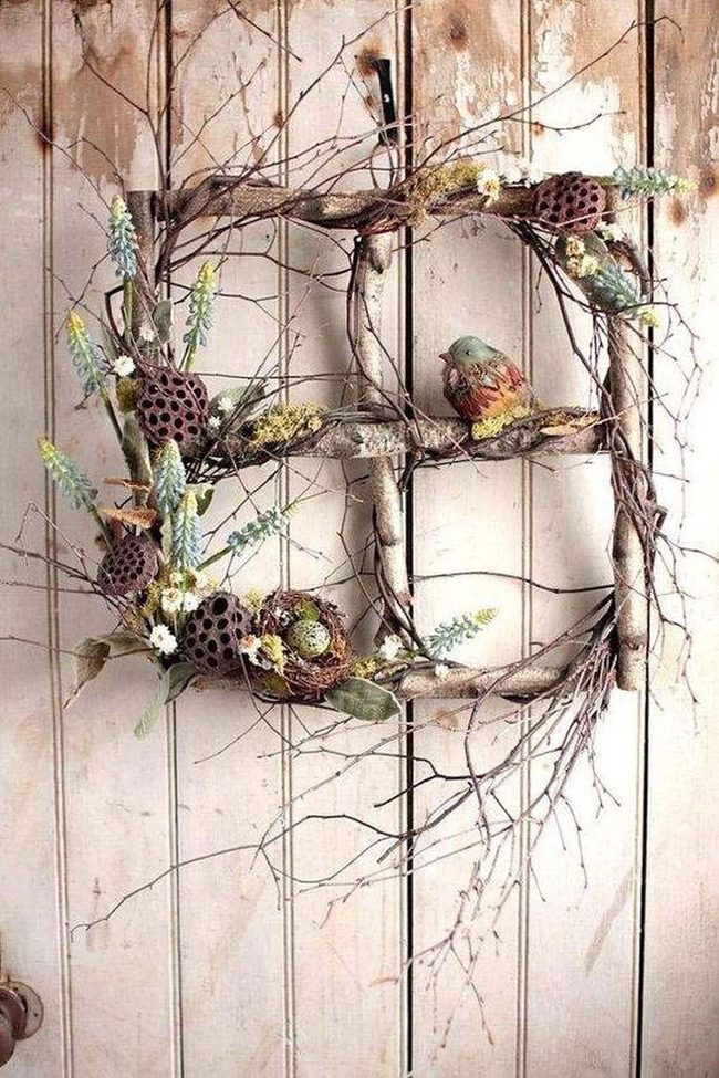 Twig Cross With Spring Blooms