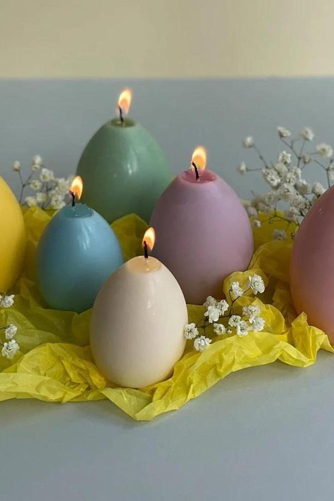 Pastel Egg Candles In Muted Hues
