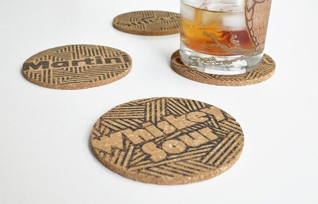 Black Geometric Cork Coasters