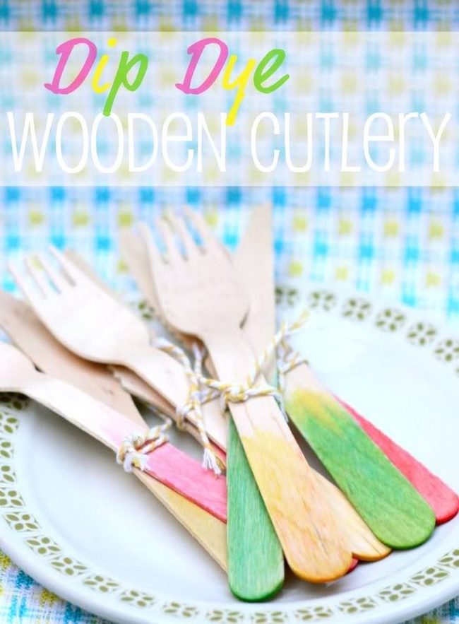 Dip-Dyed Wooden Forks With Pastel Handles