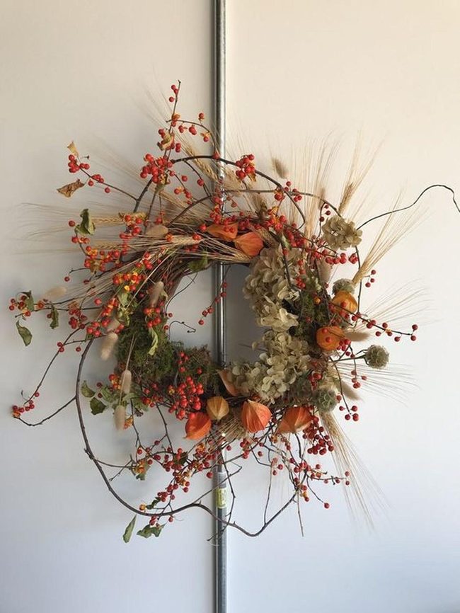 Autumn Orange Pods Wreath