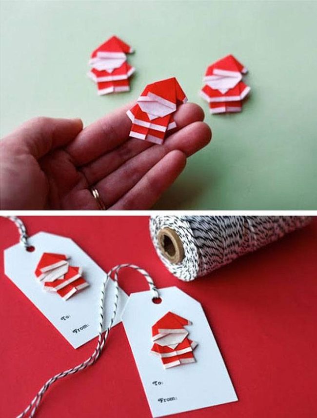 Red Paper Santas Folded