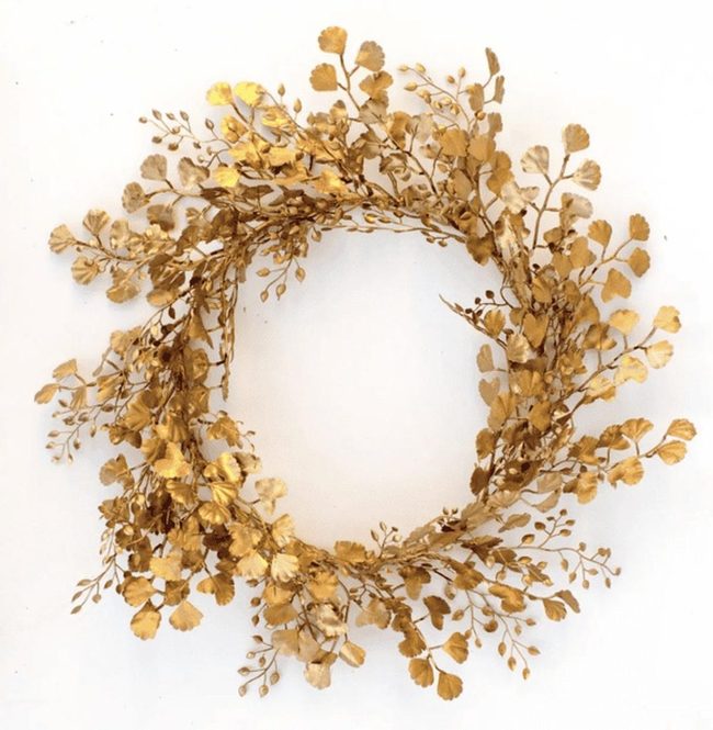 Golden Artificial Florals And Wreath