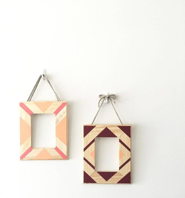 Peach Maroon Geometric Frames