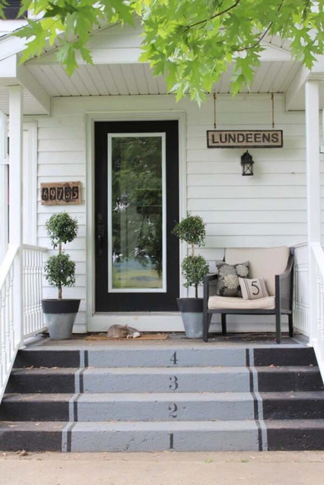 Numbered Black Steps Gray Stripes