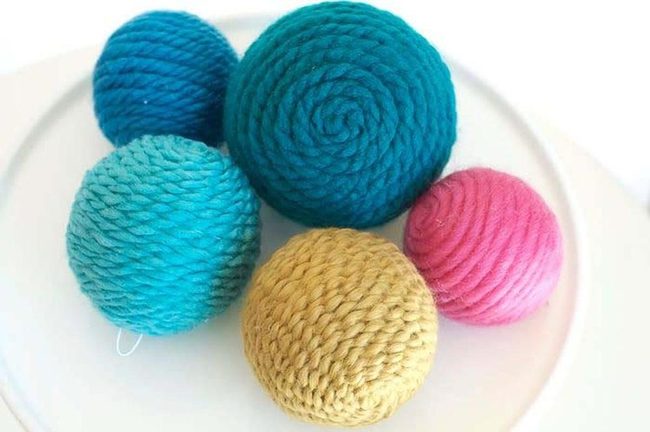 Colorful Yarn Wrapped Ornaments