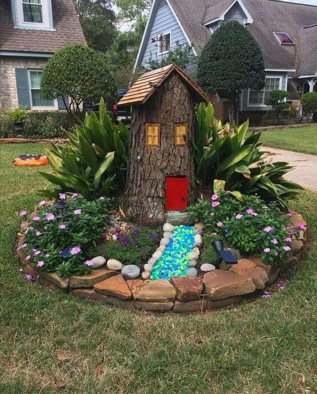 Tree Stump Playhouse Garden