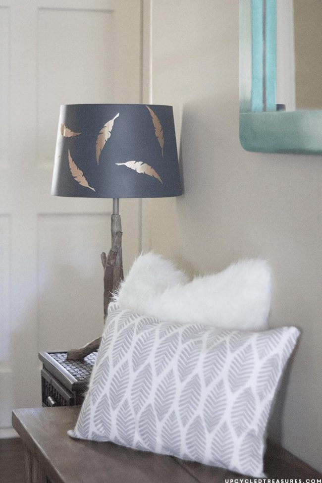 Gold Leaf Lamp Anchors Cozy Corner