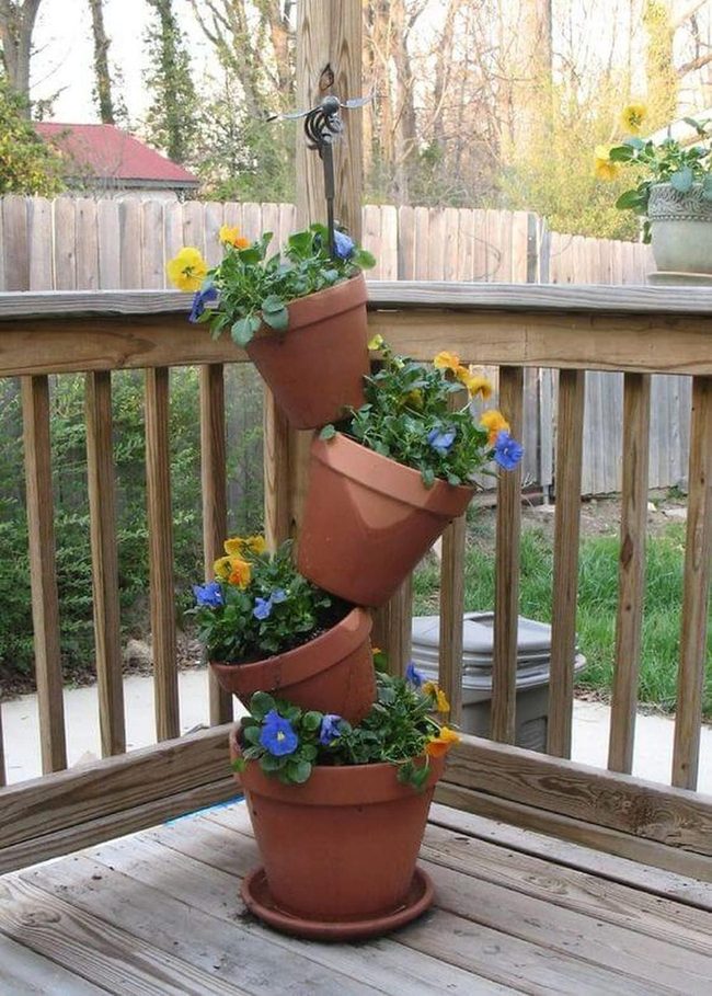 Tiered Terracotta Flower Tower