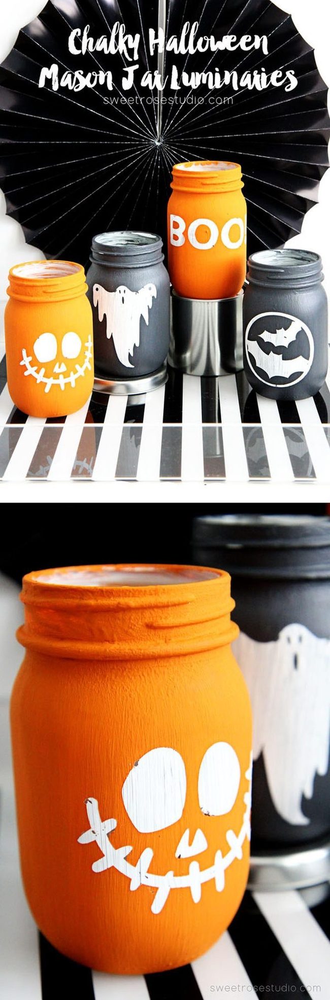 Black And White Striped Halloween Jars