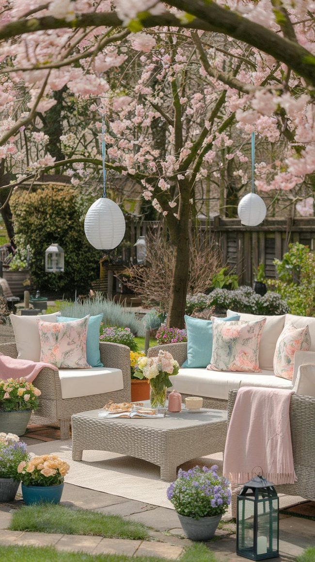 Pale Cushions, Candles, Greenery