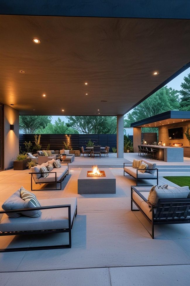 Concrete Porch Entertaining Spaces