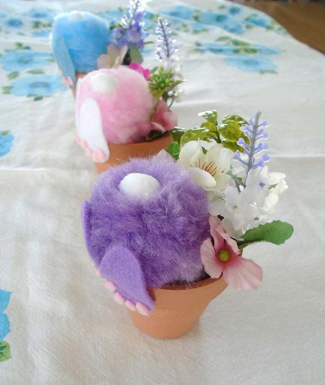 Glazed Bunny Pots Spring Display