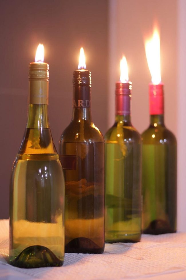 Vintage Glass Bottle Candlelight