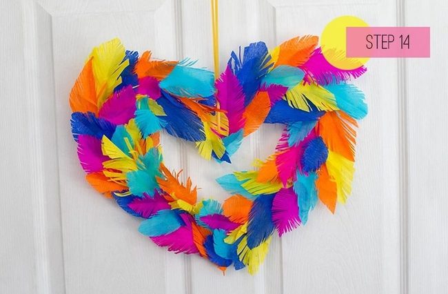 Rainbow Feather Heart Wreath