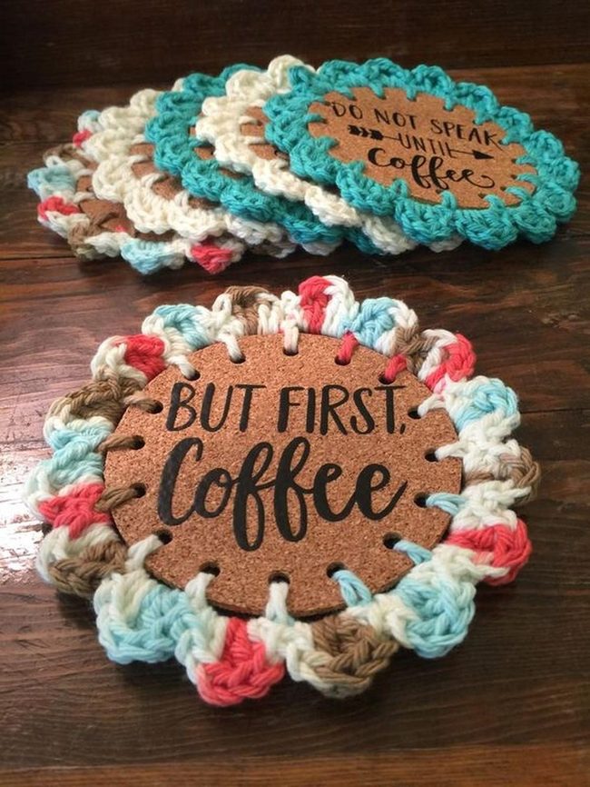 Crocheted Yarn Coffee Coasters