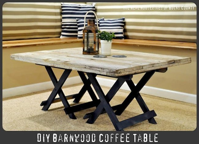 Reclaimed Wood Coffee Table With Black Metal