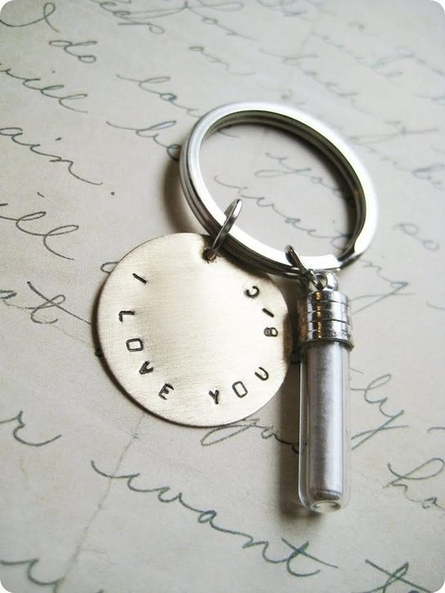 Silver Disk Love Token Keyring