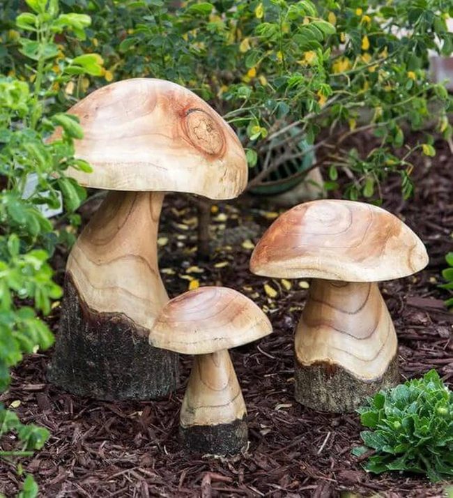 Reclaimed Wood Garden Mushrooms
