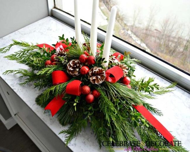 Fresh Pine Evergreen Table Centerpiece