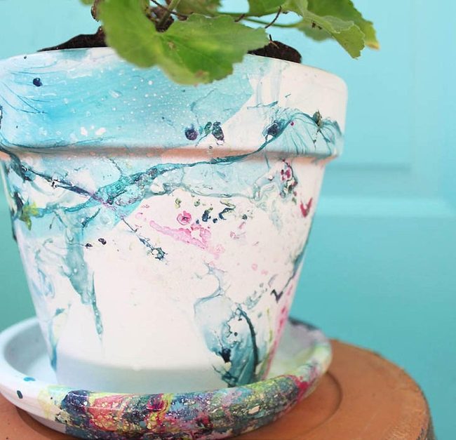 Multicolor Brushstrokes White Pottery