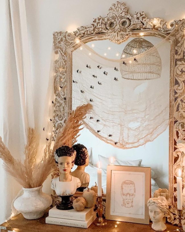 Cheesecloth Mirror With Creeping Webs