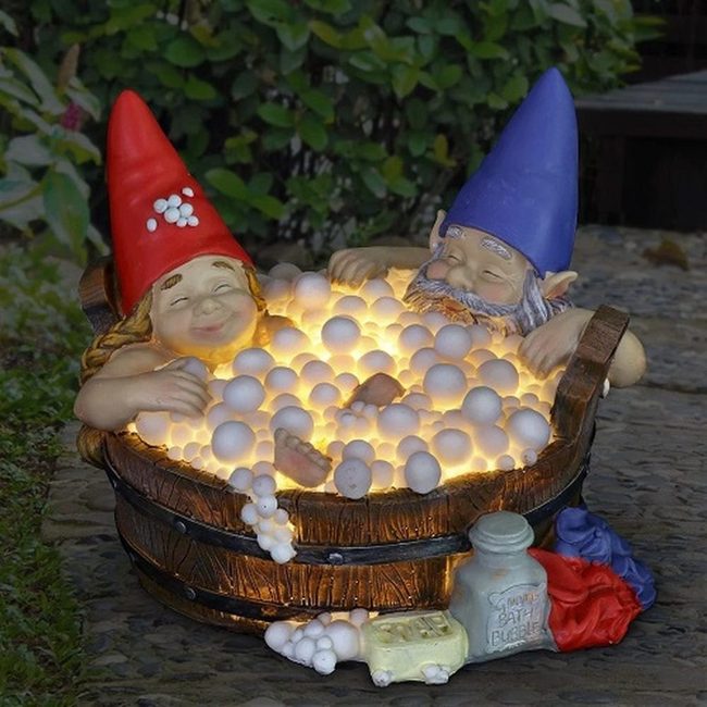 Ceramic Gnomes In Blooming Gardens