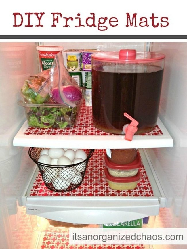 Red And White Patterned Kitchen Organization