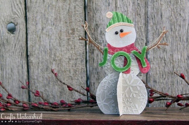 Snowman White Paper Joy Sign
