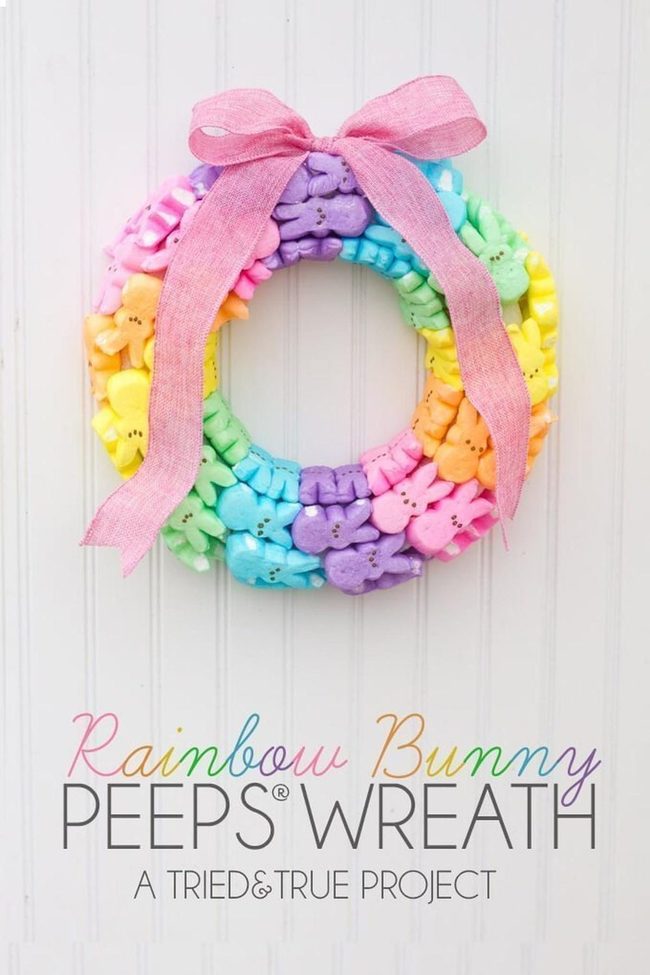 Rainbow Marshmallow Bunny Wreath