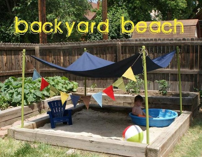 Backyard Sandbox Pool With Shade