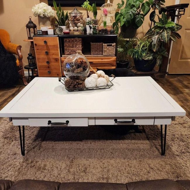Broken Desk Into Hairpin Coffee Table