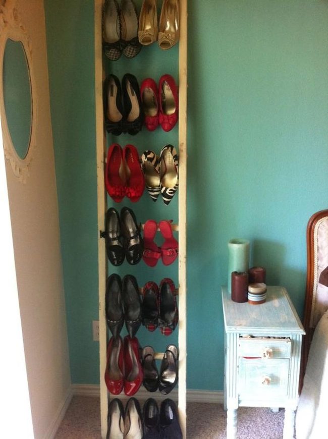 Wooden Ladder Shoe Display