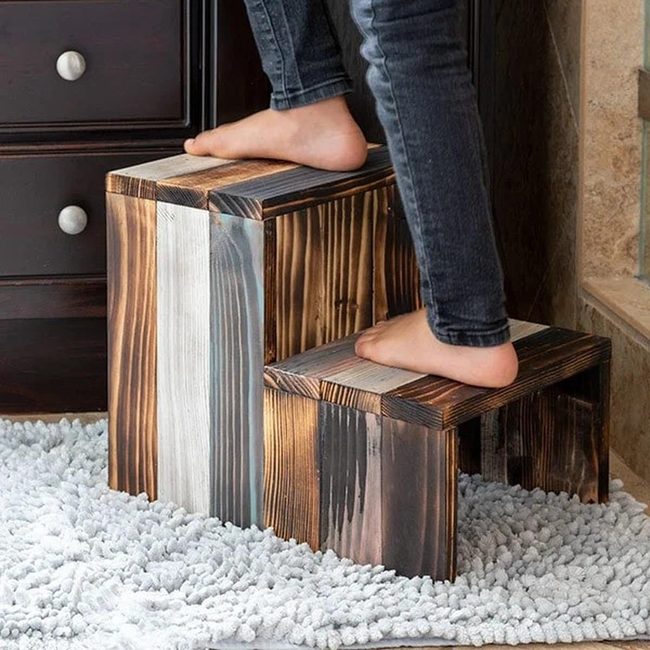 Brown Wood Step Stool Reach