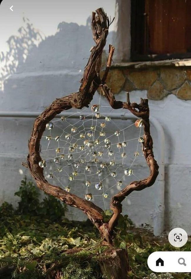Driftwood Garden Art With Sparkling Beads