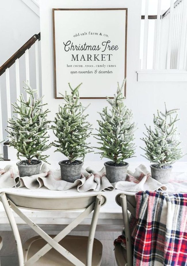 Gray Ceramic Trees, Red Stripe Table
